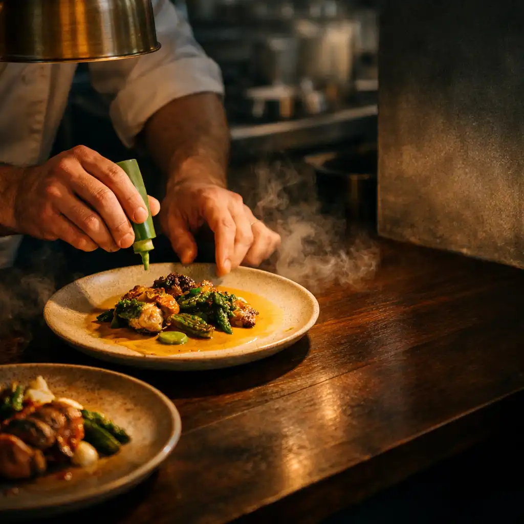 A signature dish passing through the kitchen at Shuffle Avenue